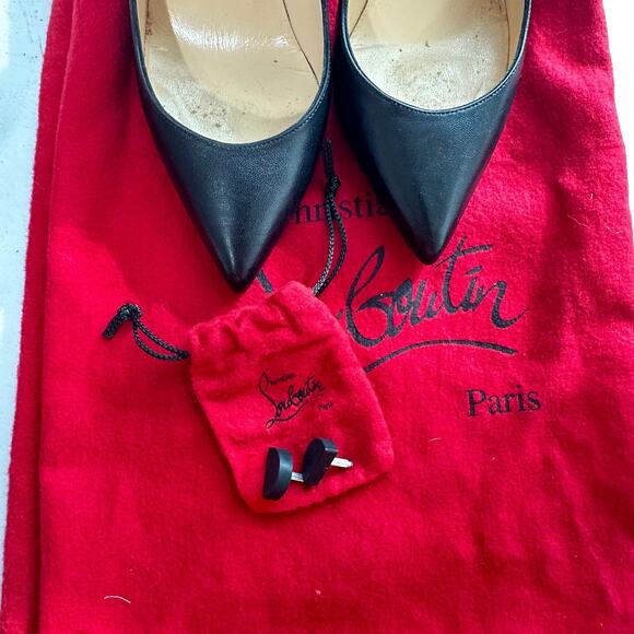 Christian Louboutin Electropump Black Nappa Leather Size 35 Pumps Red Bottoms - Picture 8 of 16